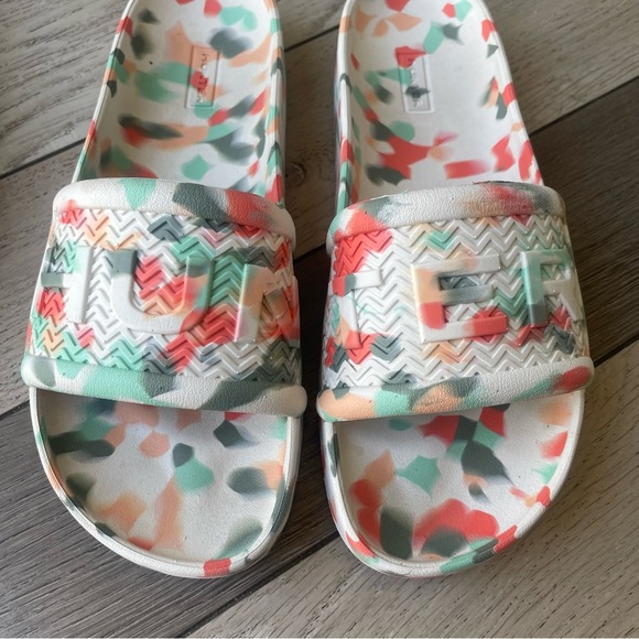 Hunter Black and White Marble Sandals Comfortable Slip-On Footwear - Picture 4 of 9